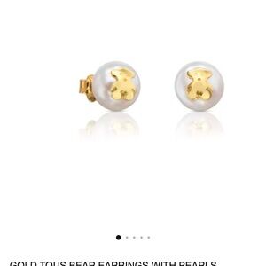 Tous Gold Bear Pearl Earrings